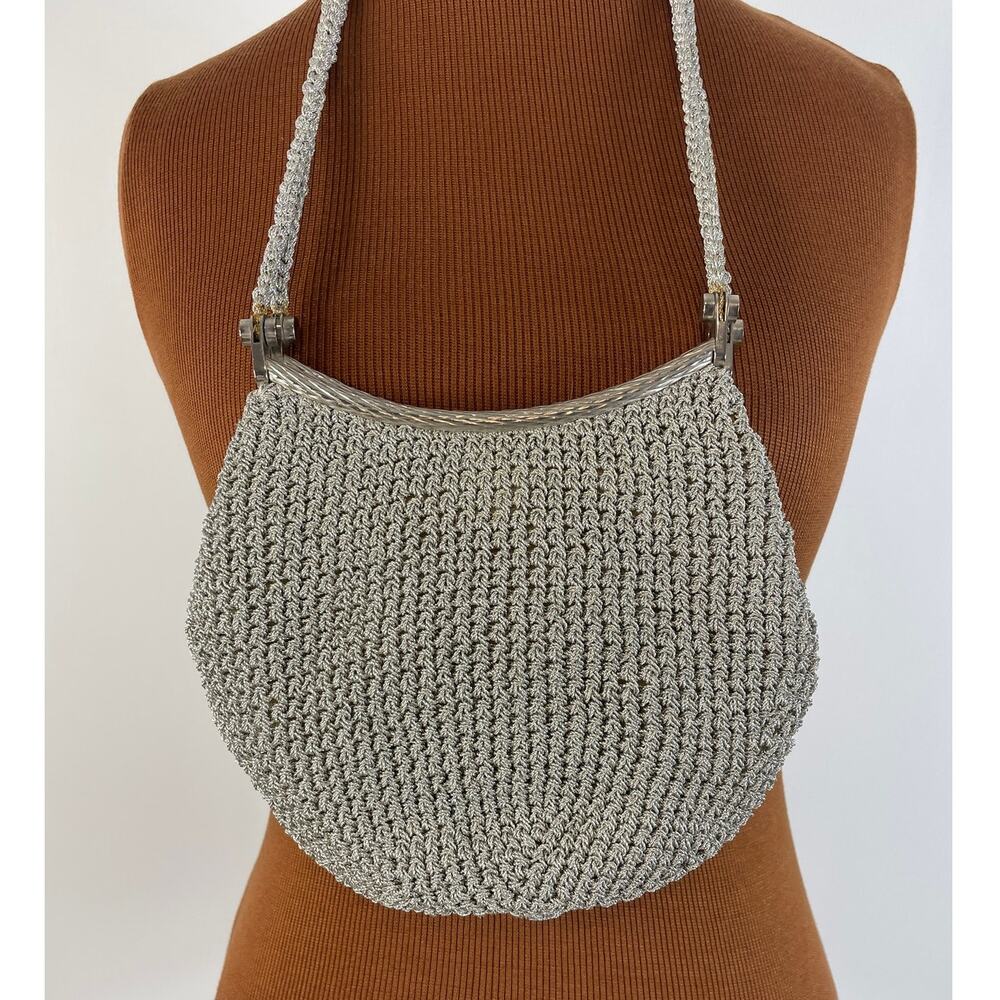 Vintage Rodo Italy Metallic Knit/Crochet Evening Bag Purse